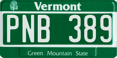 VT license plate PNB389