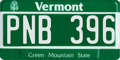 VT license plate PNB396
