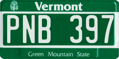 VT license plate PNB397