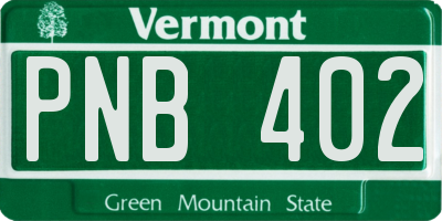VT license plate PNB402