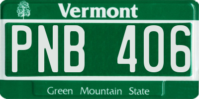 VT license plate PNB406