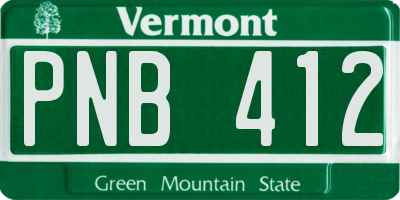 VT license plate PNB412