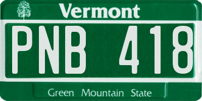 VT license plate PNB418