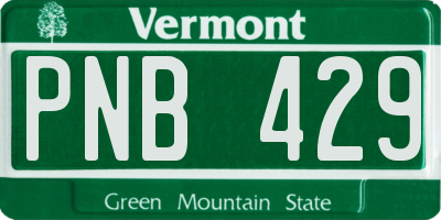 VT license plate PNB429
