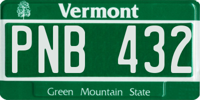 VT license plate PNB432