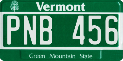 VT license plate PNB456