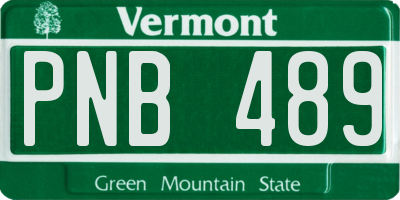 VT license plate PNB489