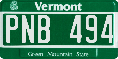 VT license plate PNB494