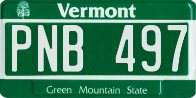 VT license plate PNB497