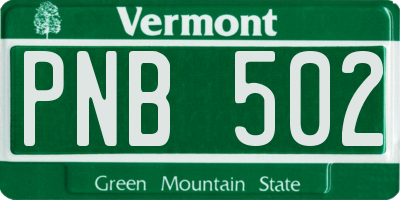 VT license plate PNB502