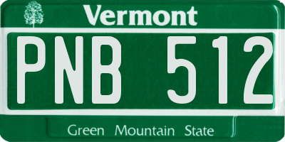 VT license plate PNB512
