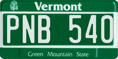 VT license plate PNB540