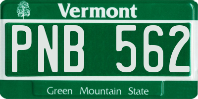 VT license plate PNB562