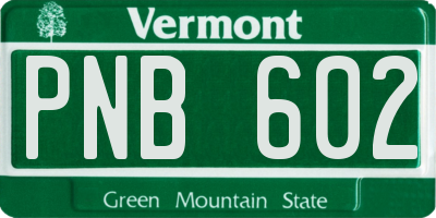 VT license plate PNB602