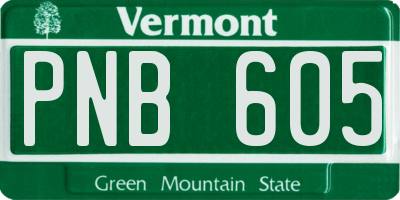 VT license plate PNB605