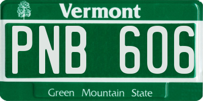 VT license plate PNB606