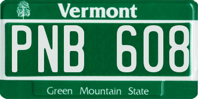 VT license plate PNB608
