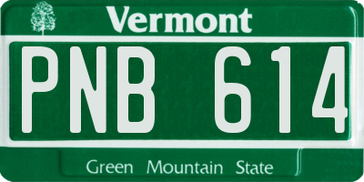 VT license plate PNB614