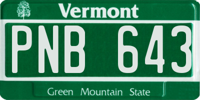 VT license plate PNB643
