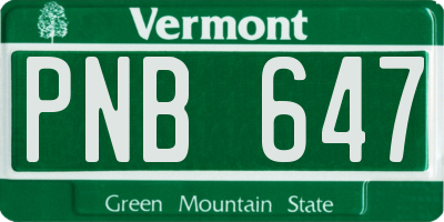 VT license plate PNB647