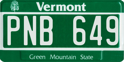 VT license plate PNB649