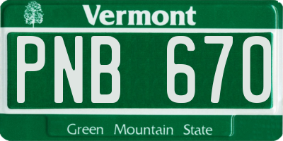 VT license plate PNB670