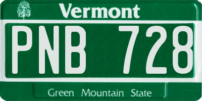 VT license plate PNB728