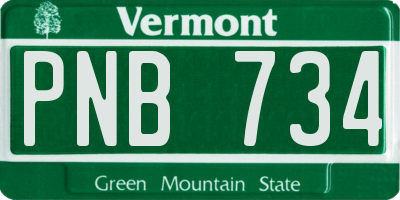 VT license plate PNB734