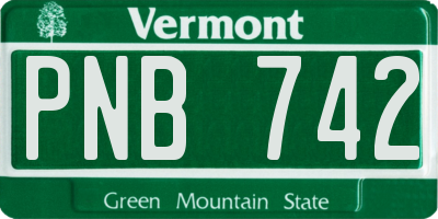 VT license plate PNB742
