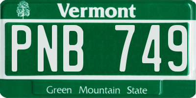 VT license plate PNB749