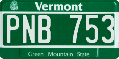 VT license plate PNB753