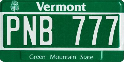 VT license plate PNB777
