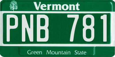 VT license plate PNB781