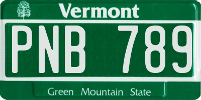 VT license plate PNB789