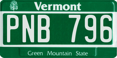 VT license plate PNB796