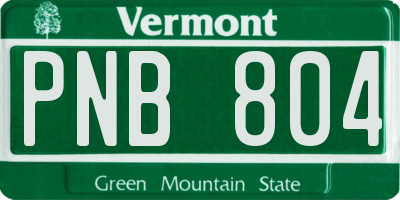 VT license plate PNB804