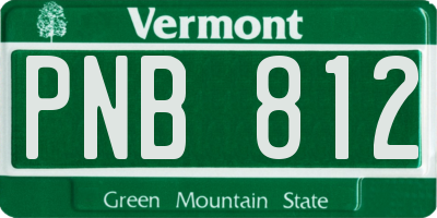 VT license plate PNB812