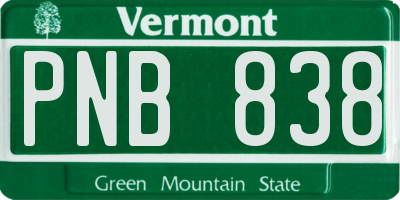 VT license plate PNB838