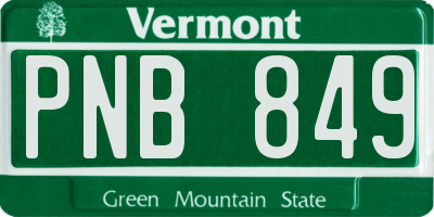 VT license plate PNB849