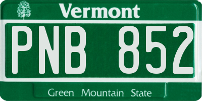 VT license plate PNB852