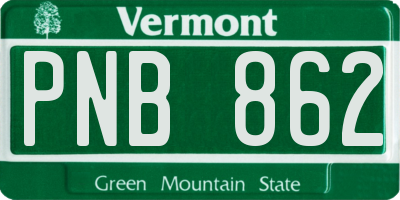 VT license plate PNB862