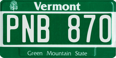 VT license plate PNB870