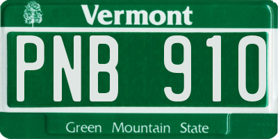 VT license plate PNB910