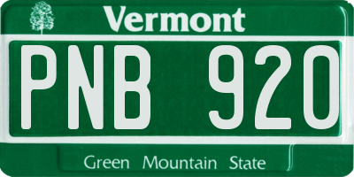 VT license plate PNB920