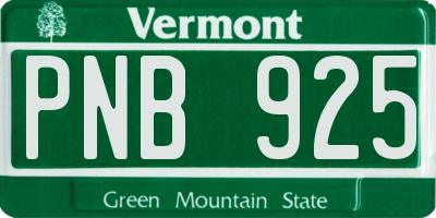 VT license plate PNB925
