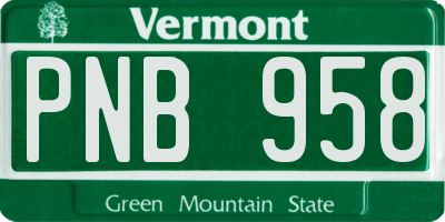 VT license plate PNB958