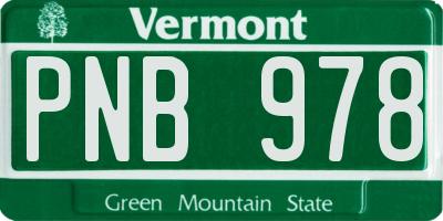 VT license plate PNB978