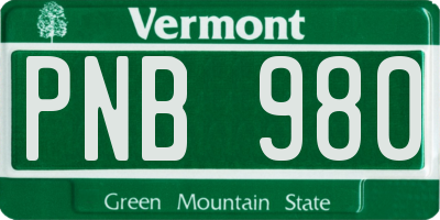 VT license plate PNB980