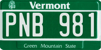 VT license plate PNB981