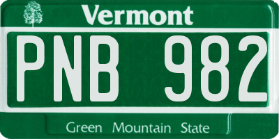 VT license plate PNB982